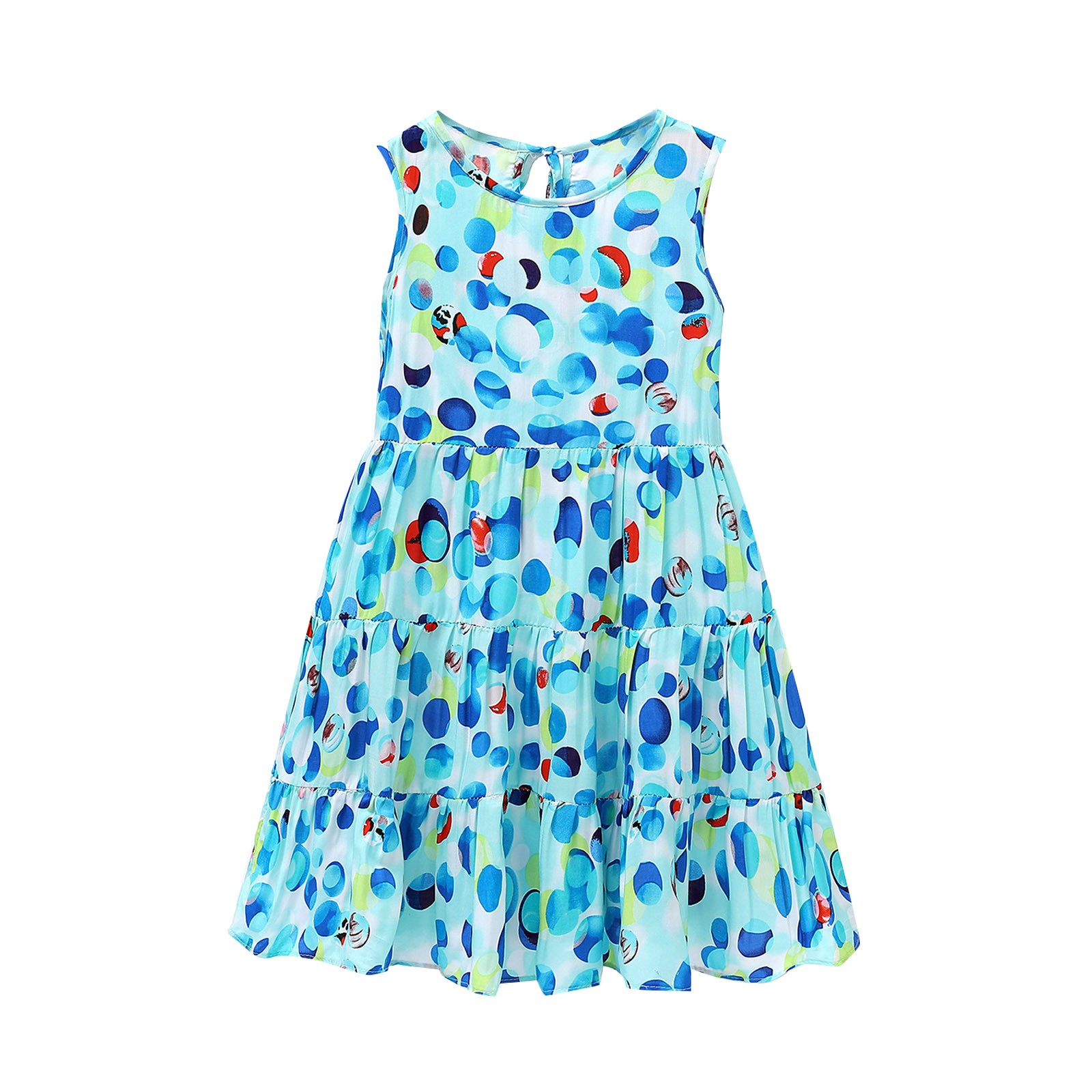 JSCDRPDWL Girls Dresses Summer Children's Dress Rayon Silk Girl's Cake Dress Big Child Dress Boho Beach 3-16 Years Teen Dresses Green 7-8 Years